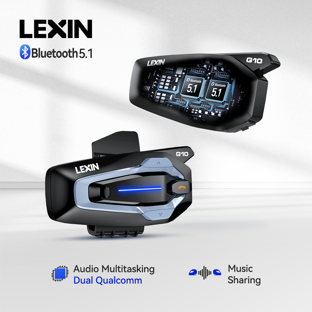 Full Face Motorcycle Helmet With Bluetooth - NEW-LEXIN G10 Interkom Helm Motor, Interkom